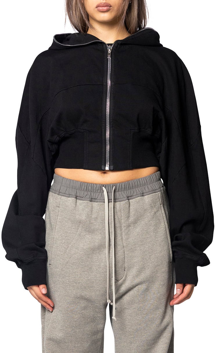Rick Owens DRKSHDW COLLAGE GIMP HOODIE BLACK Zwart
