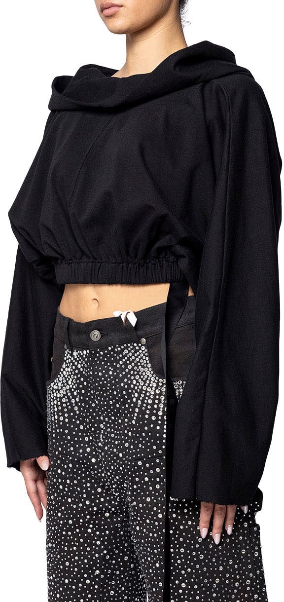 Rick Owens DRKSHDW CROPPED HOODED TUNIC BLACK Zwart