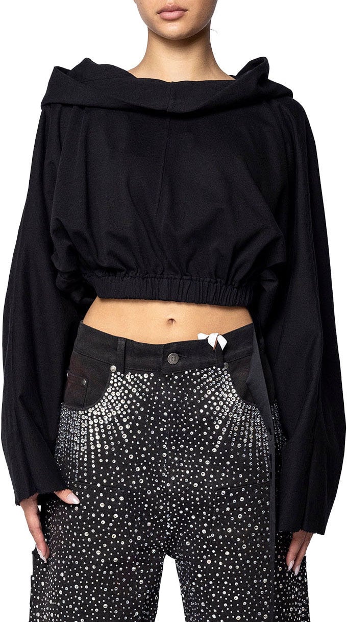 Rick Owens DRKSHDW CROPPED HOODED TUNIC BLACK Zwart