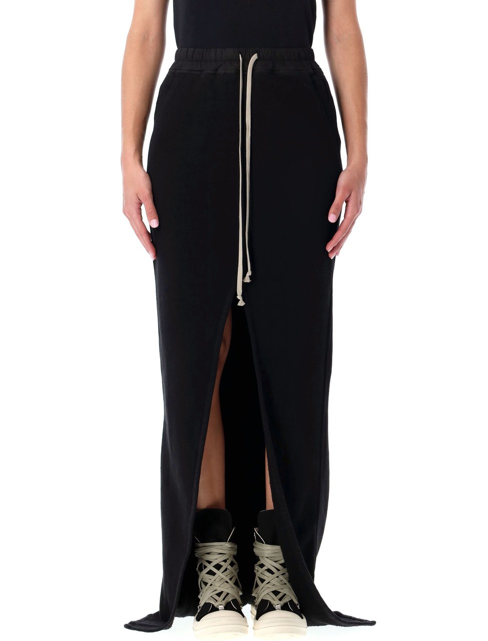 Rick Owens DRKSHDW Phleg Pillar Long Front Slit Skirt Zwart