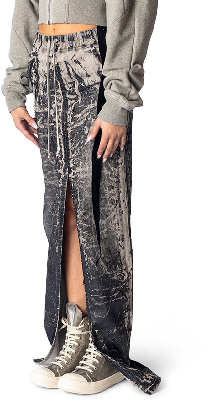 Rick Owens DRKSHDW PHLEG PILLAR SKIRT BLACK WASHED FOIL Zwart