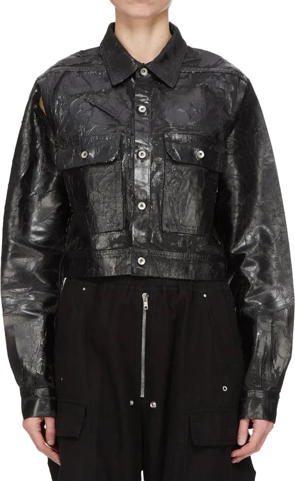 Rick Owens DRKSHDW Cape Sleeve Cropped Outershirt Black Divers