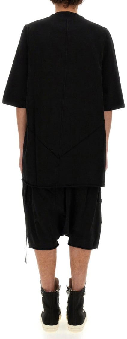 Rick Owens DRKSHDW Oversized Cotton T-Shirt With Geometric Design And Relaxed Fit Zwart