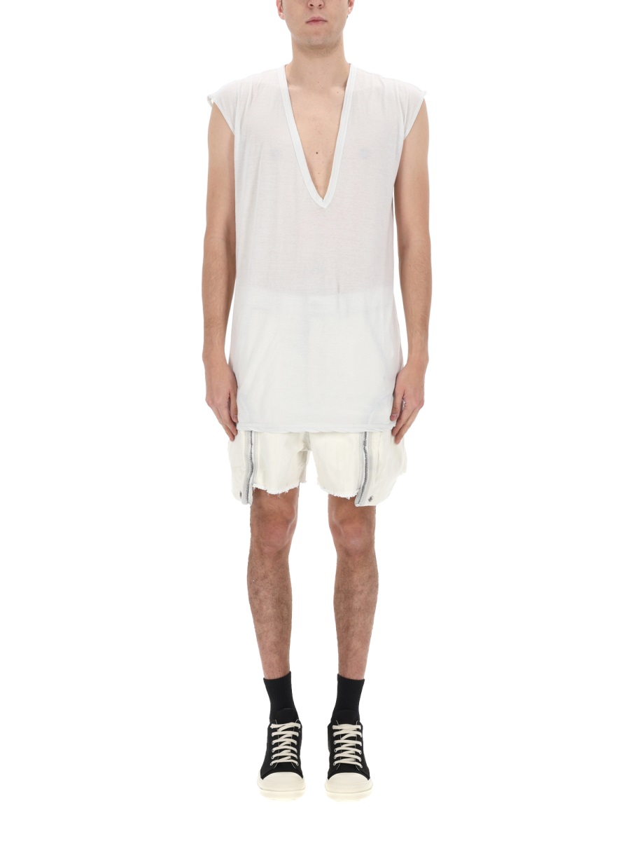 Rick Owens DRKSHDW Neutrals Dylan T Oversized V-Neck T-Shirt Wit