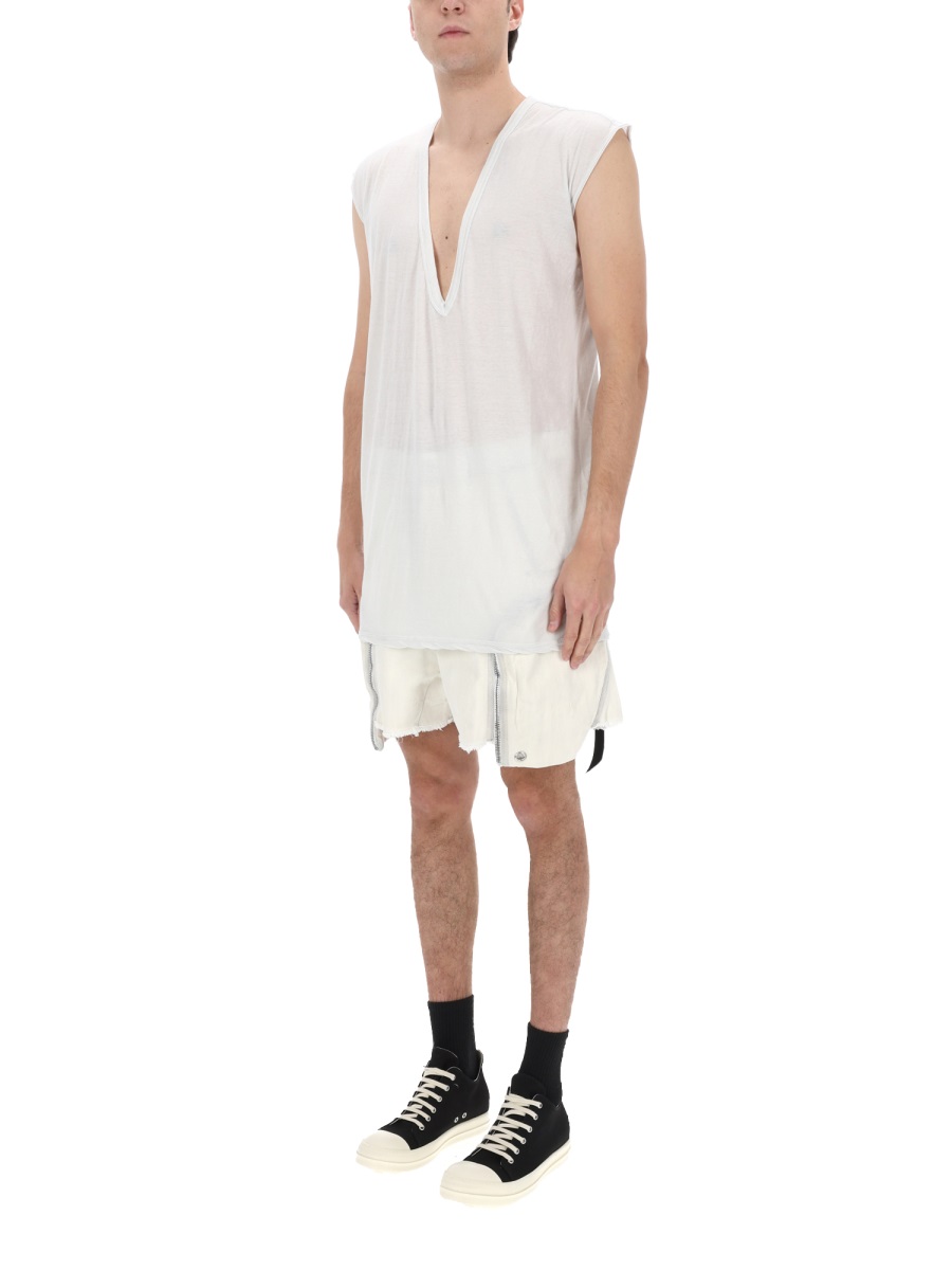Rick Owens DRKSHDW Neutrals Dylan T Oversized V-Neck T-Shirt Wit