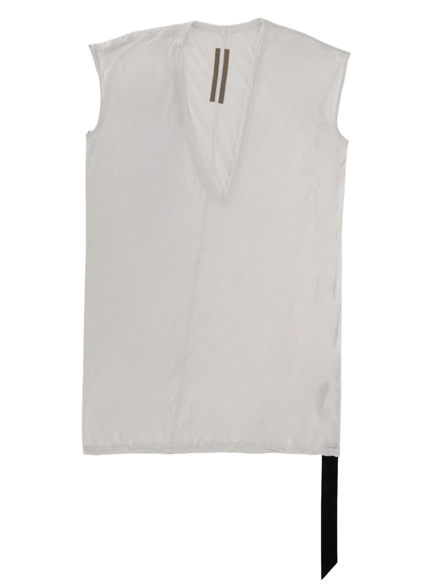 Rick Owens DRKSHDW Neutrals Dylan T Oversized V-Neck T-Shirt Wit
