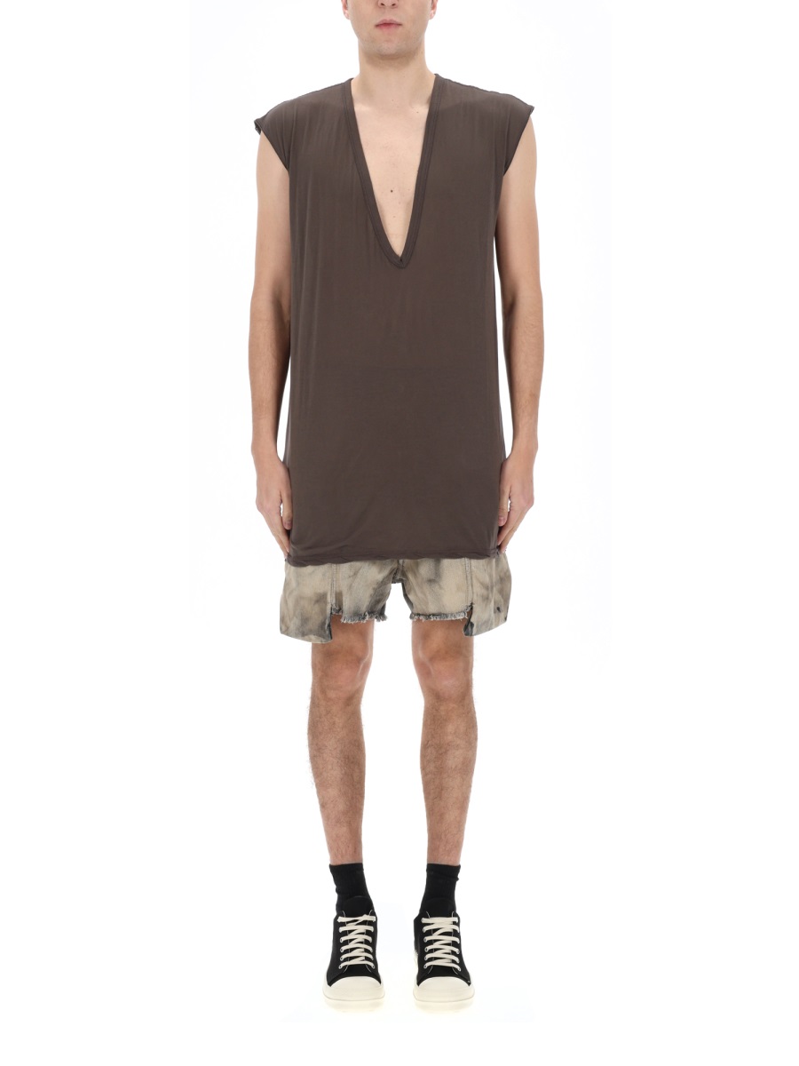 Rick Owens DRKSHDW Dylan T Cotton Loose Boxy Tank Top Grijs
