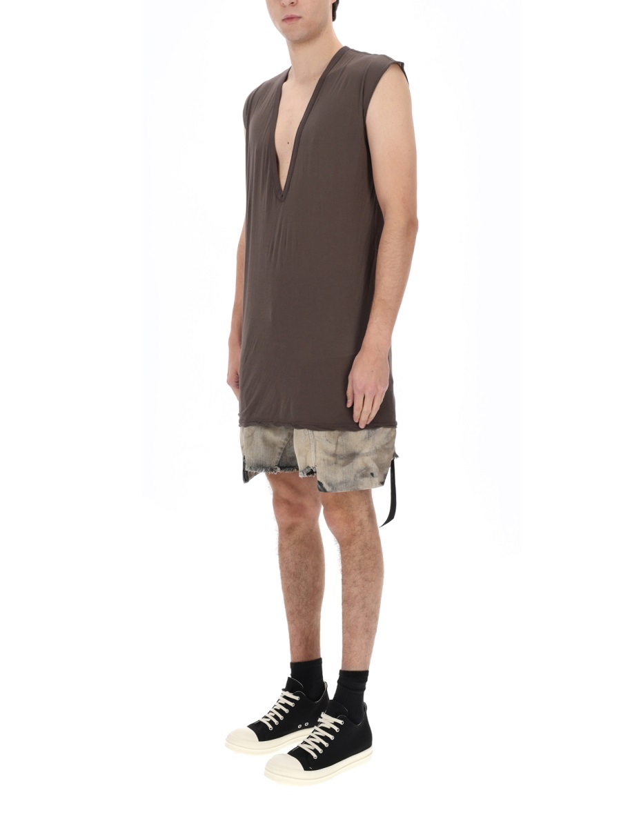 Rick Owens DRKSHDW Dylan T Cotton Loose Boxy Tank Top Grijs