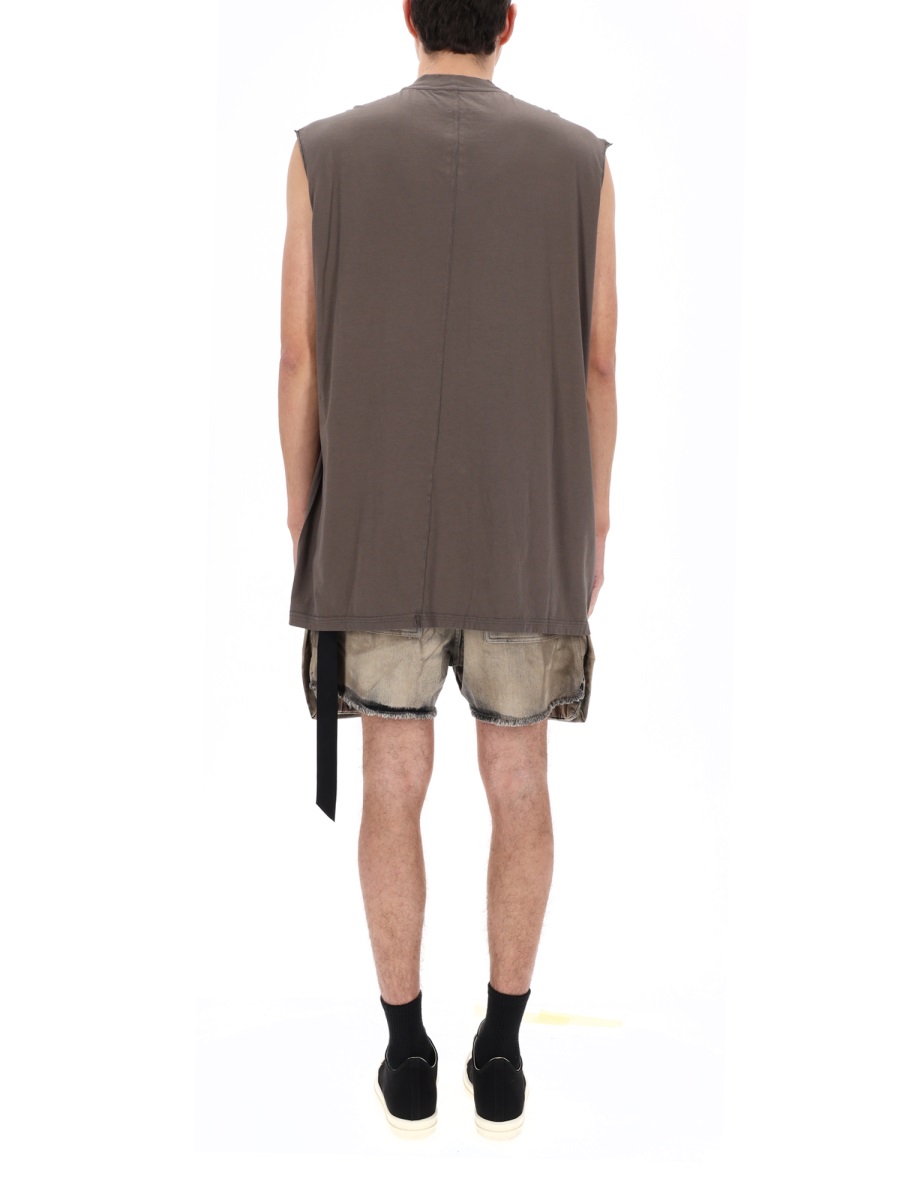 Rick Owens DRKSHDW Tarp-T Oversized Asymmetrical Strap Cotton Tank Top Bruin