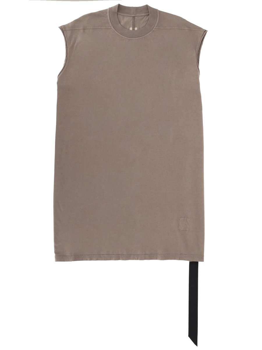 Rick Owens DRKSHDW Tarp-T Oversized Asymmetrical Strap Cotton Tank Top Bruin