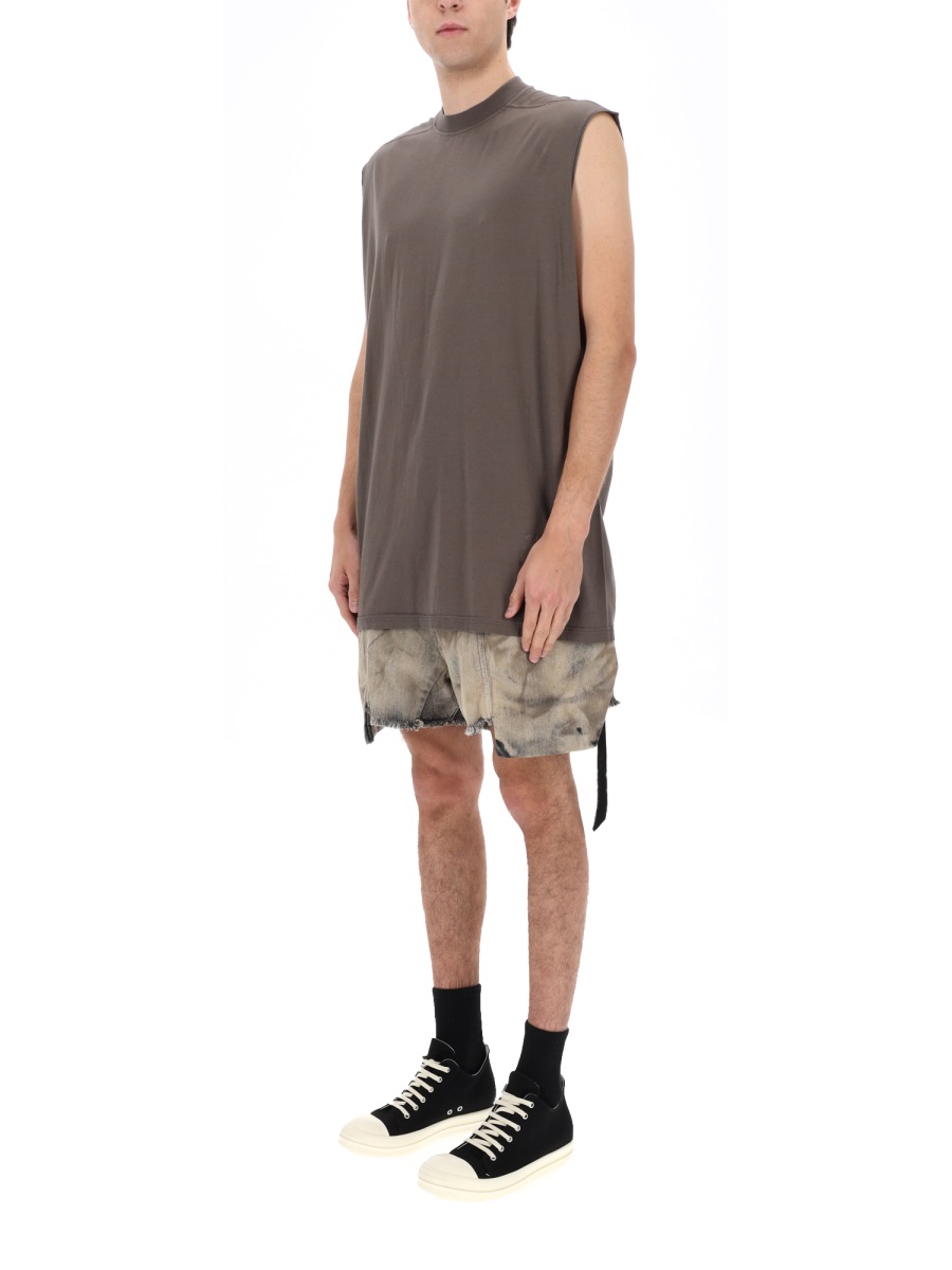 Rick Owens DRKSHDW Tarp-T Oversized Asymmetrical Strap Cotton Tank Top Bruin