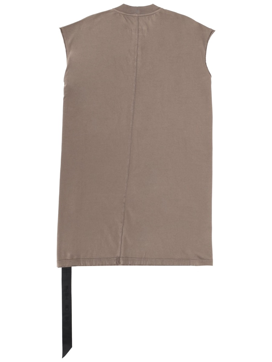 Rick Owens DRKSHDW Tarp-T Oversized Asymmetrical Strap Cotton Tank Top Bruin