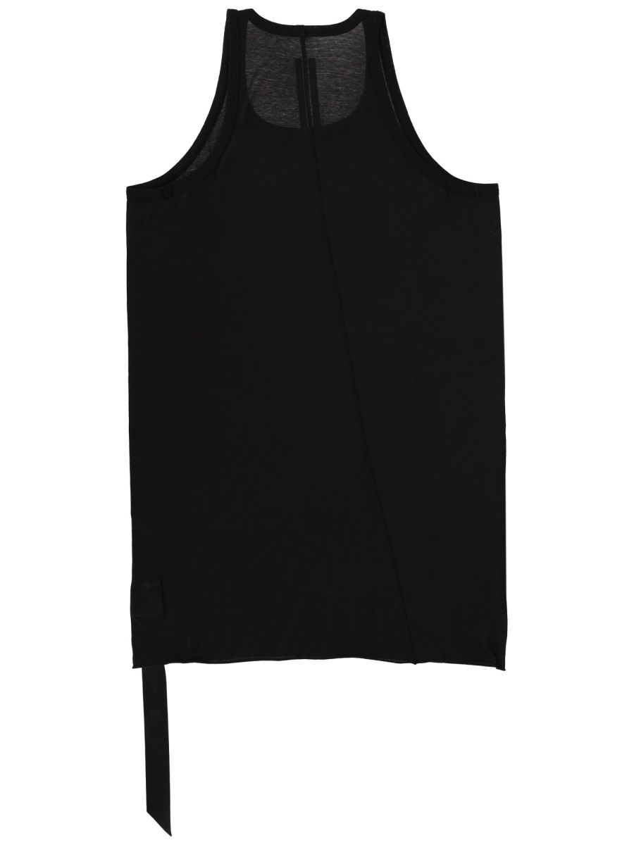 Rick Owens DRKSHDW Loose-Fitting Asymmetrical Extended Fabric Tank Top Zwart