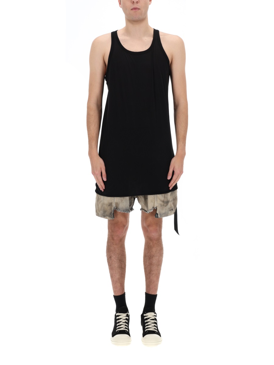 Rick Owens DRKSHDW Loose-Fitting Asymmetrical Extended Fabric Tank Top Zwart
