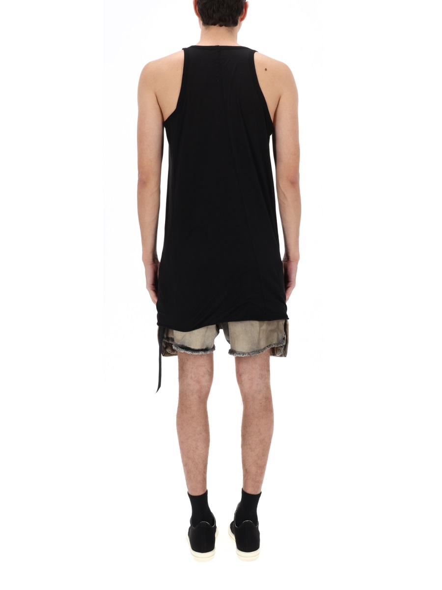 Rick Owens DRKSHDW Loose-Fitting Asymmetrical Extended Fabric Tank Top Zwart