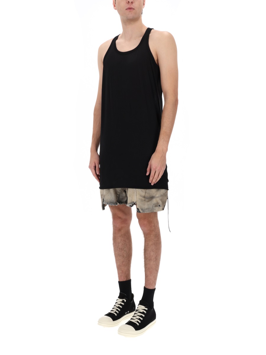 Rick Owens DRKSHDW Loose-Fitting Asymmetrical Extended Fabric Tank Top Zwart