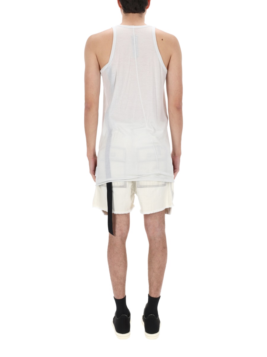 Rick Owens DRKSHDW Extended Length Cotton Striped Tank Top Wit