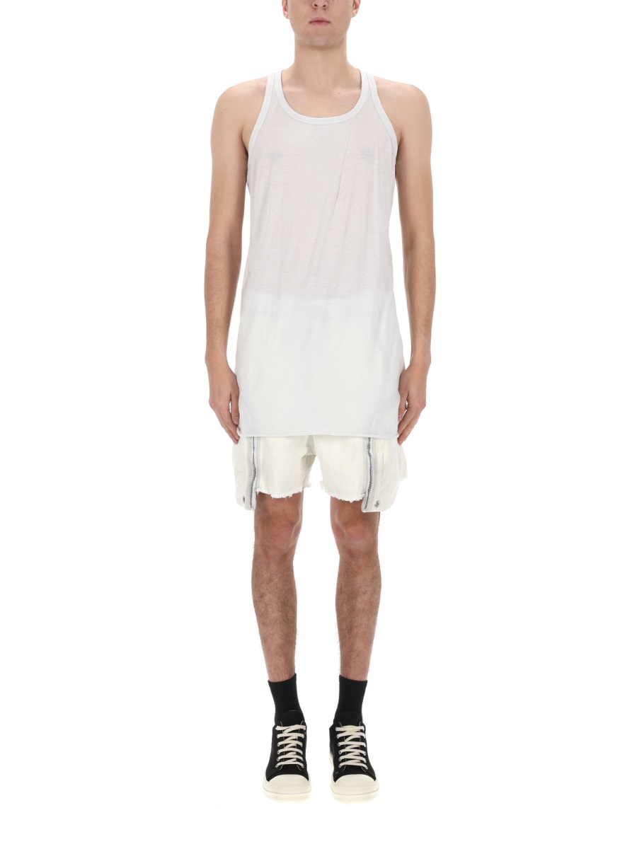 Rick Owens DRKSHDW Extended Length Cotton Striped Tank Top Wit