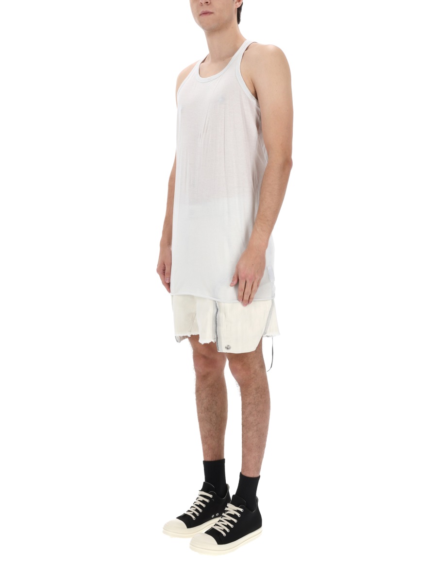 Rick Owens DRKSHDW Extended Length Cotton Striped Tank Top Wit