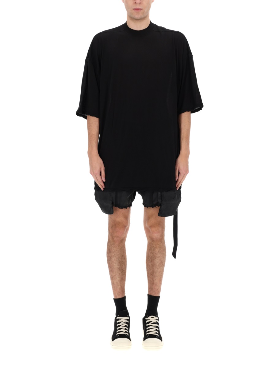 Rick Owens DRKSHDW Black Tommy T Asymmetrical Hem T-Shirt Zwart