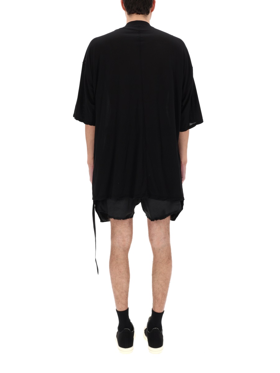 Rick Owens DRKSHDW Black Tommy T Asymmetrical Hem T-Shirt Zwart