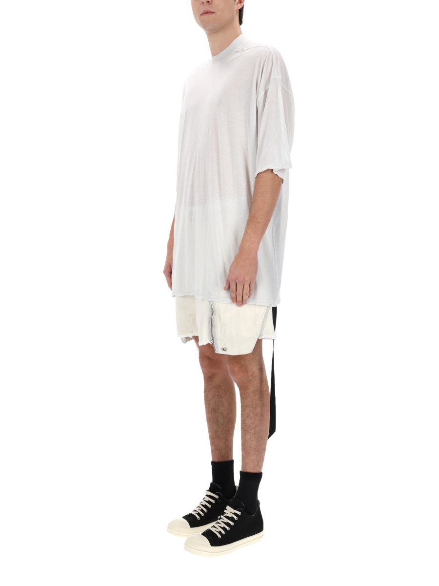 Rick Owens DRKSHDW Tommy T Lightweight Cotton Asymmetrical T-Shirt Wit
