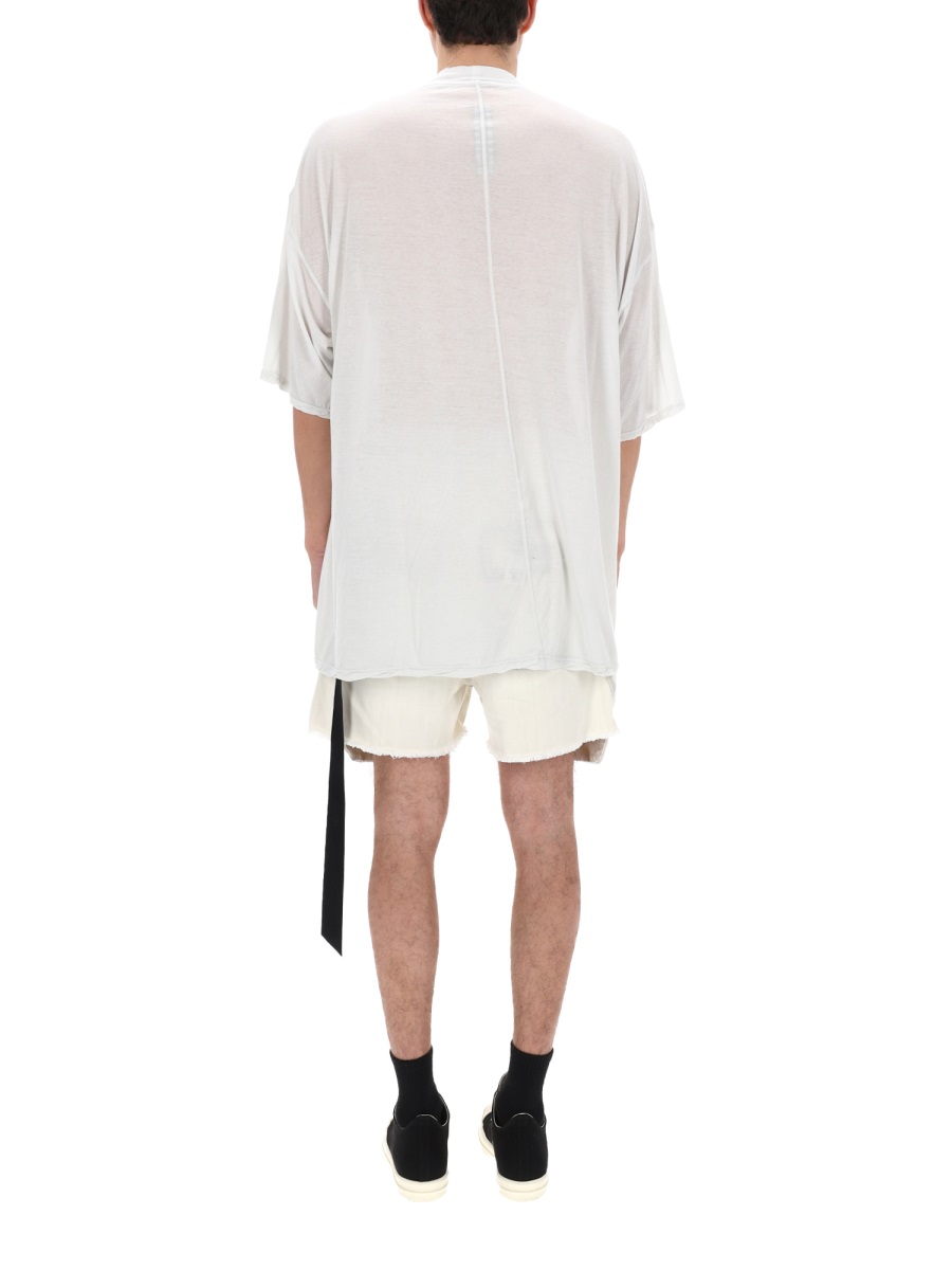 Rick Owens DRKSHDW Tommy T Lightweight Cotton Asymmetrical T-Shirt Wit
