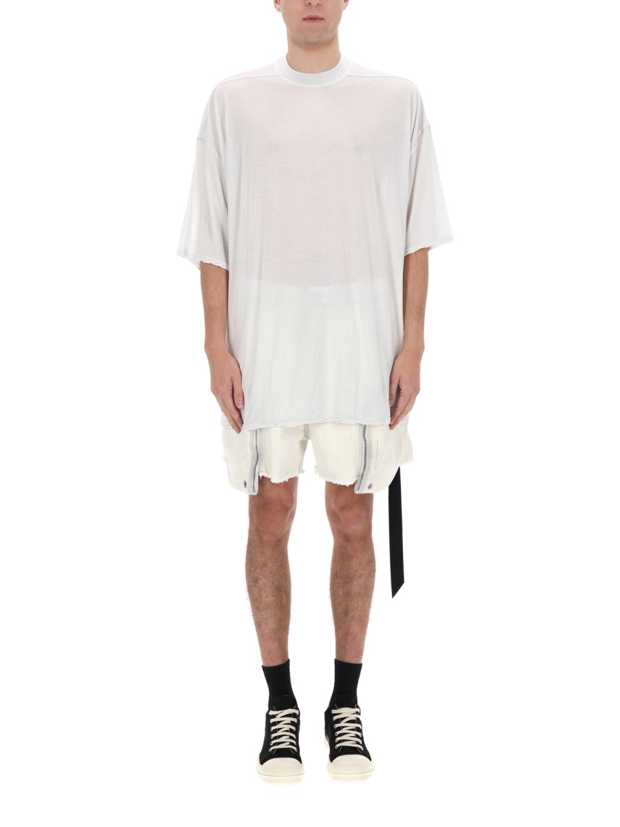 Rick Owens DRKSHDW Tommy T Lightweight Cotton Asymmetrical T-Shirt Wit