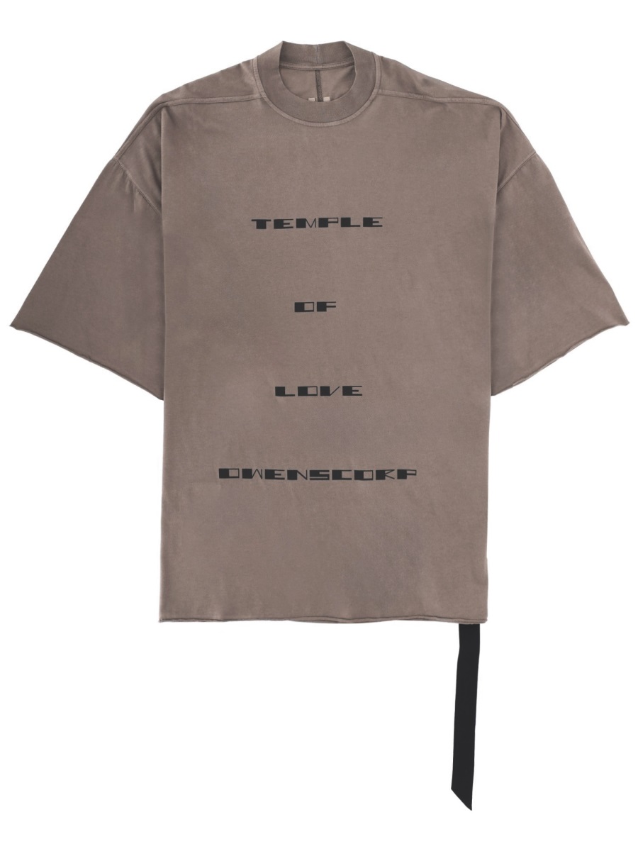 Rick Owens DRKSHDW Tommy T Oversized Cotton Asymmetrical T-Shirt Bruin