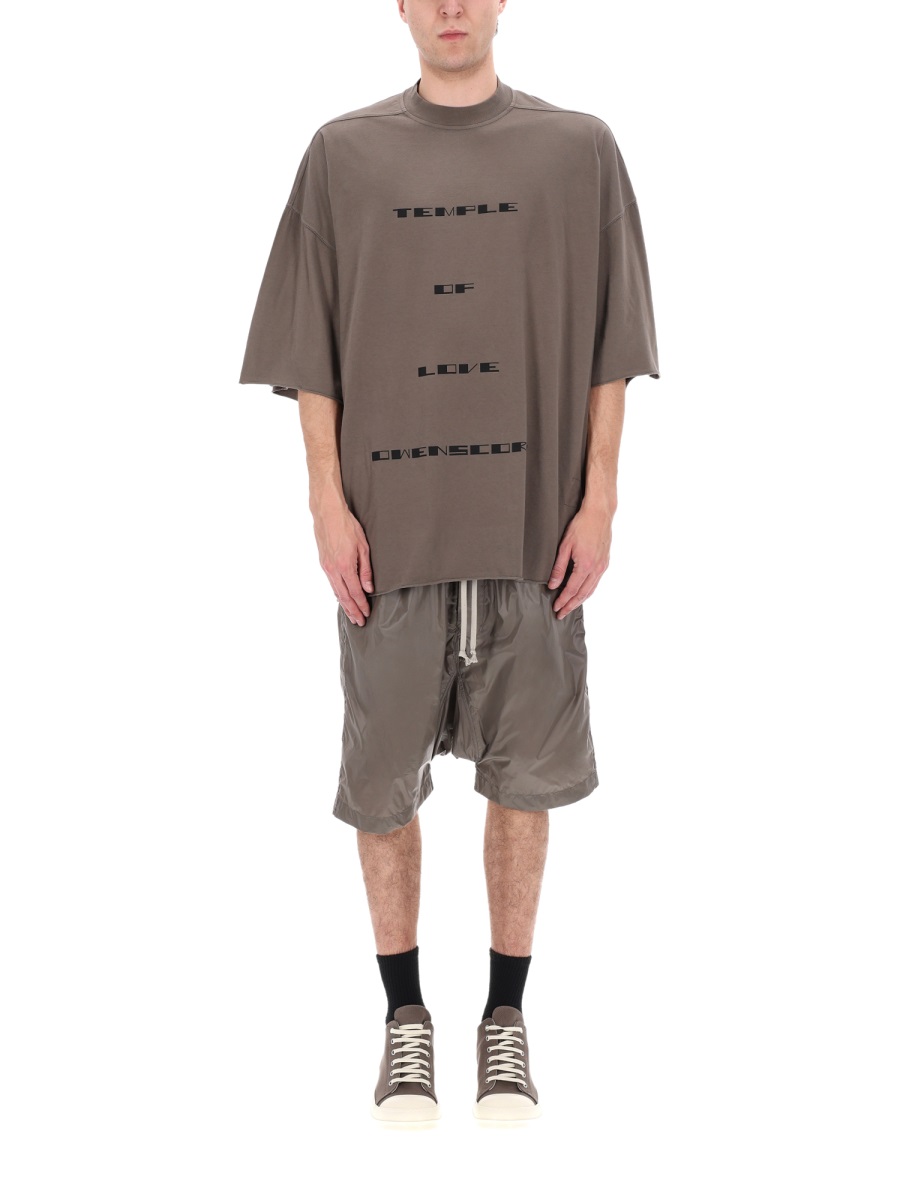 Rick Owens DRKSHDW Tommy T Oversized Cotton Asymmetrical T-Shirt Bruin