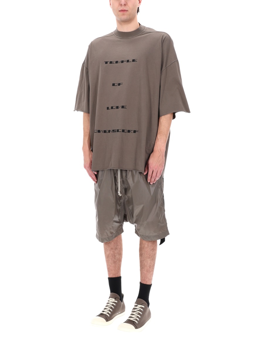 Rick Owens DRKSHDW Tommy T Oversized Cotton Asymmetrical T-Shirt Bruin