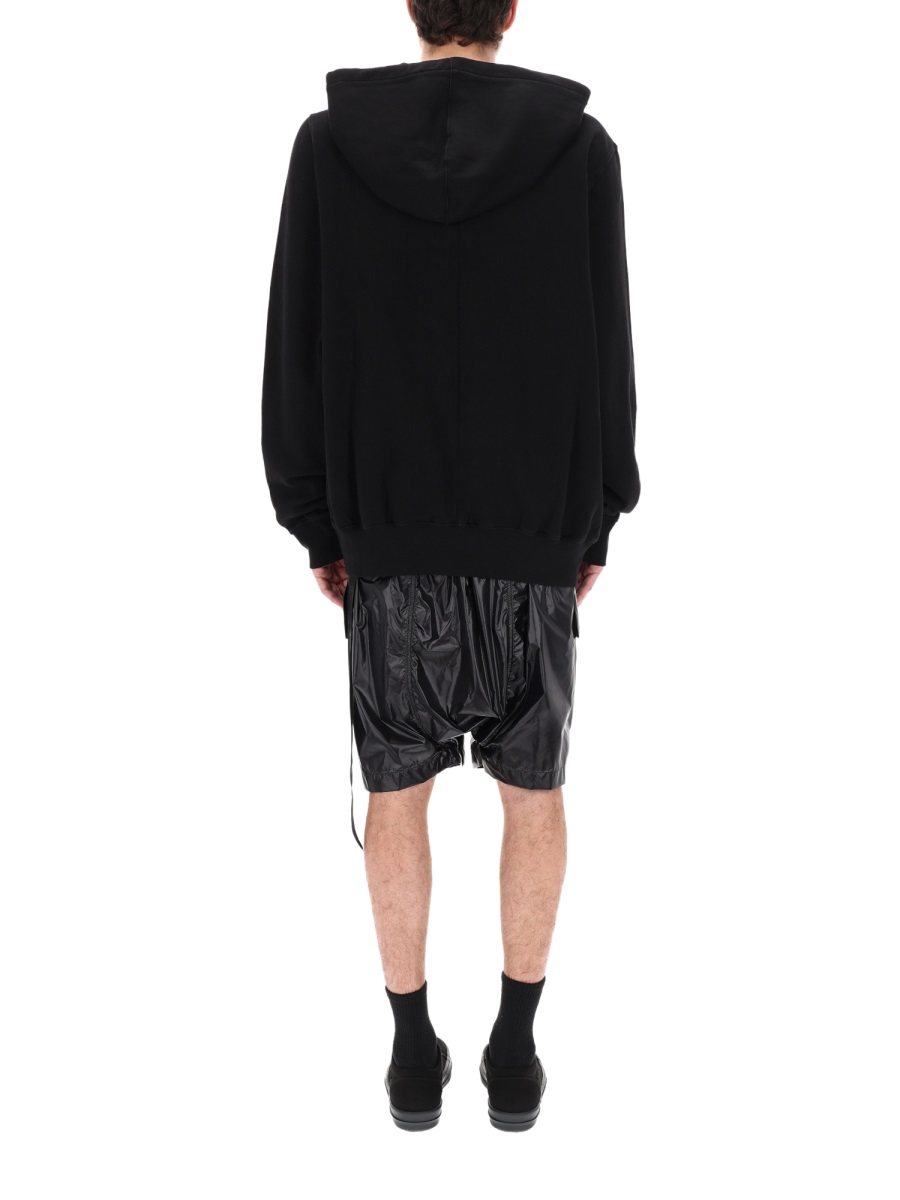Rick Owens DRKSHDW Oversized Front Graphic Long Strap Cotton Hoodie Zwart
