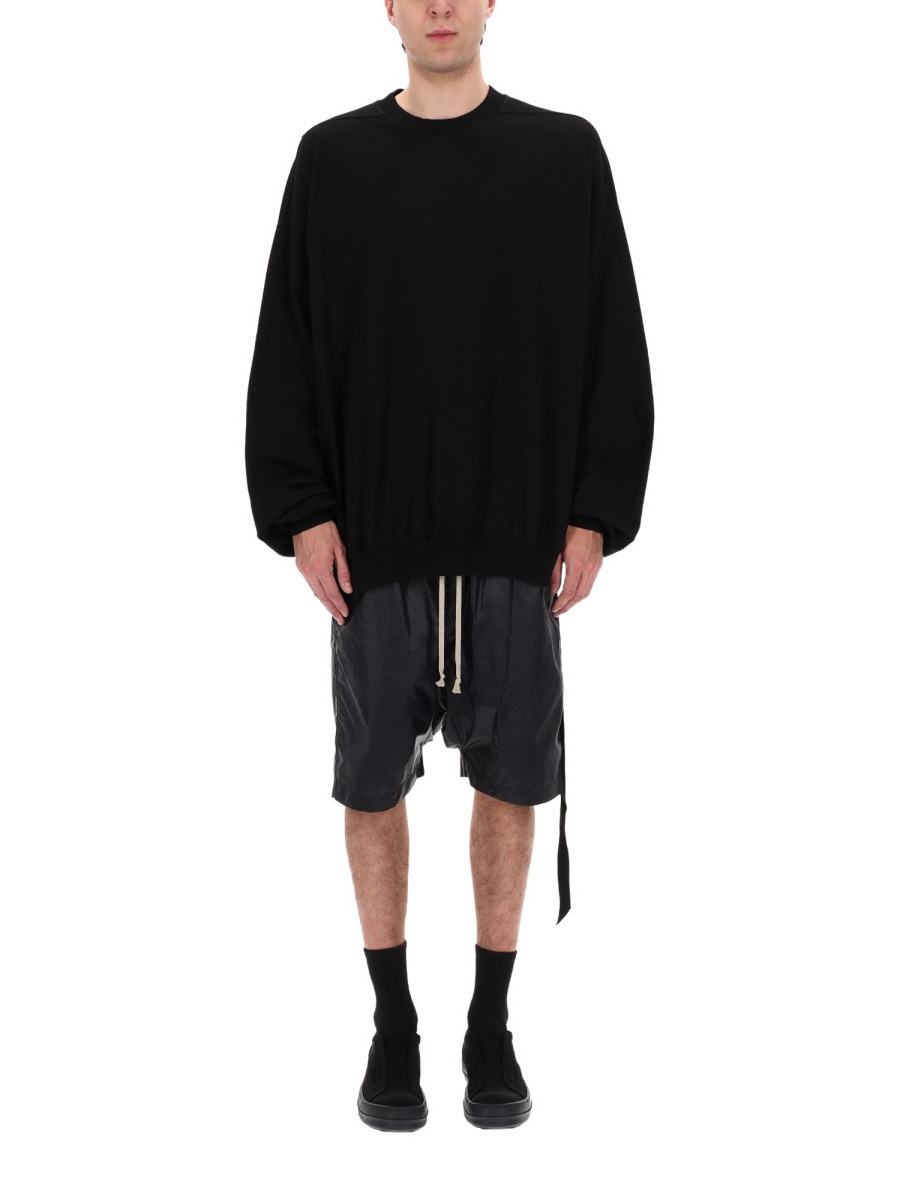 Rick Owens DRKSHDW Neutrals Hun Crewneck Hanging Strap Hoodie Zwart