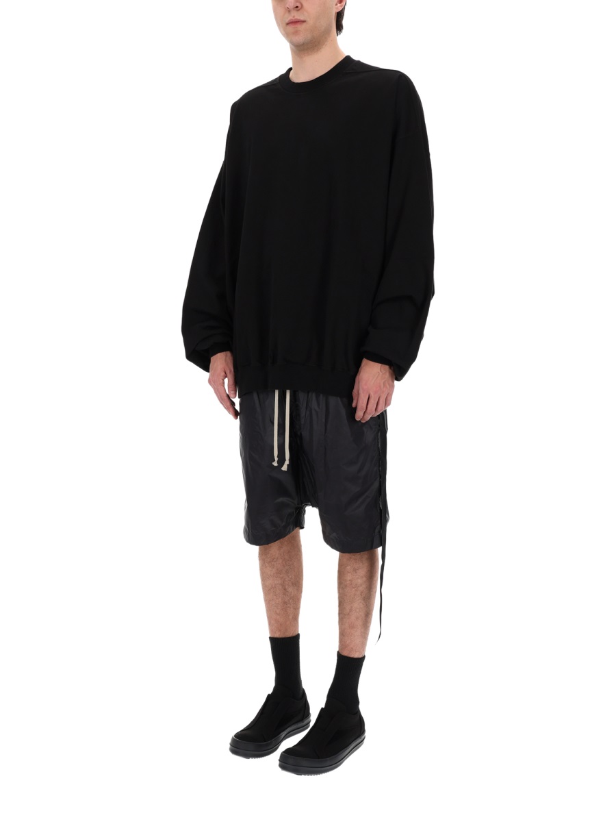 Rick Owens DRKSHDW Neutrals Hun Crewneck Hanging Strap Hoodie Zwart