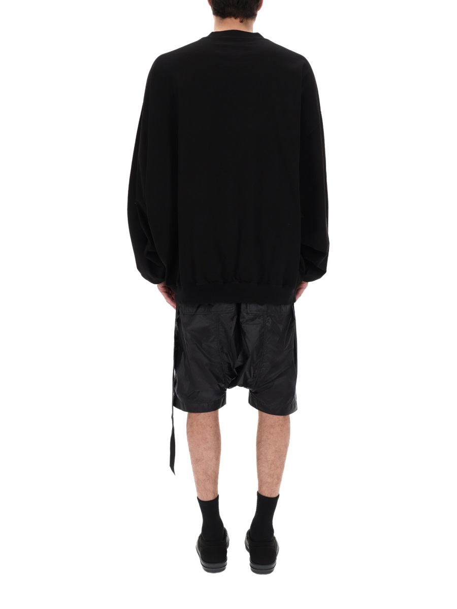Rick Owens DRKSHDW Neutrals Hun Crewneck Hanging Strap Hoodie Zwart