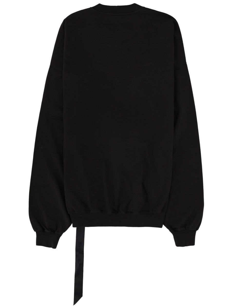 Rick Owens DRKSHDW Neutrals Hun Crewneck Hanging Strap Hoodie Zwart
