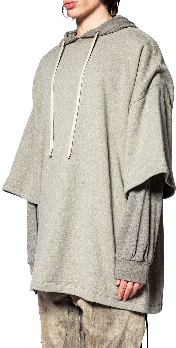 Rick Owens DRKSHDW FELPA TOMMY HUSTLER HOODIE GREY MELANGE Grijs