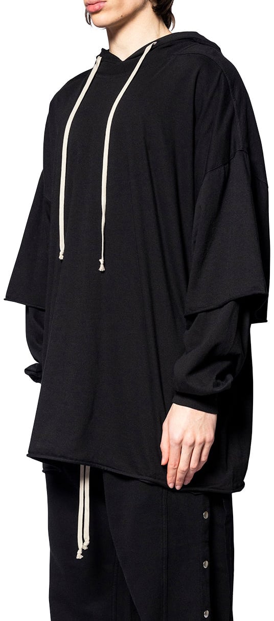 Rick Owens DRKSHDW T-SHIRT TOMMY HUSTLER HOODIE BLACK Zwart