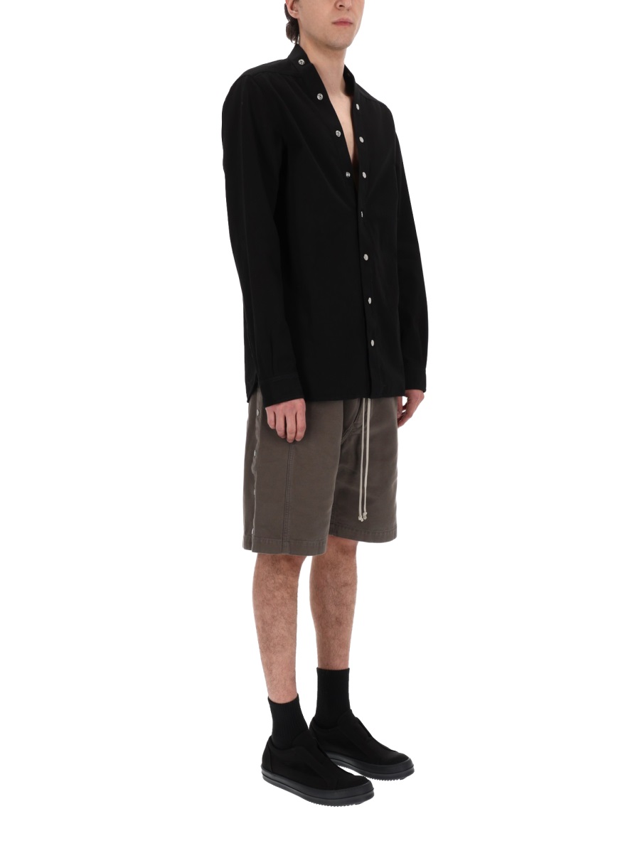 Rick Owens DRKSHDW Black Larry Extended Strap Cotton Shirt Zwart