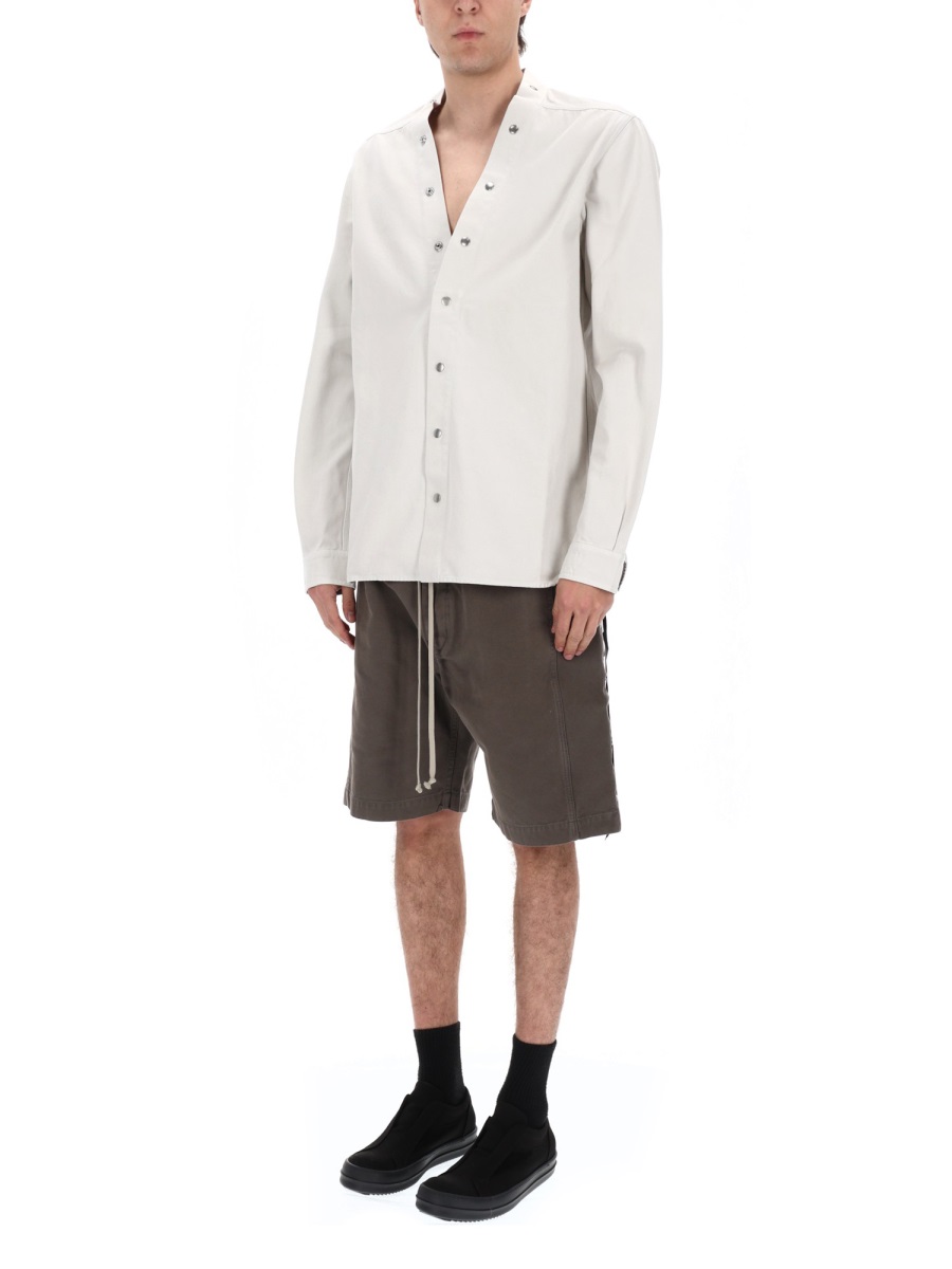 Rick Owens DRKSHDW Larry Cotton V-Neck Strap Shirt Wit