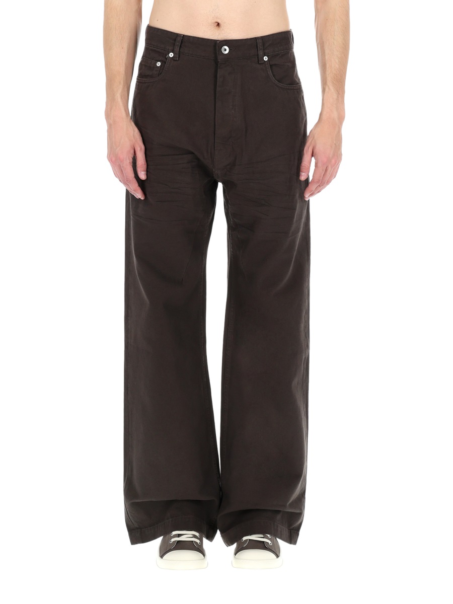 Rick Owens DRKSHDW Deep Brown Geth Wide-Leg Cotton Jeans Zwart
