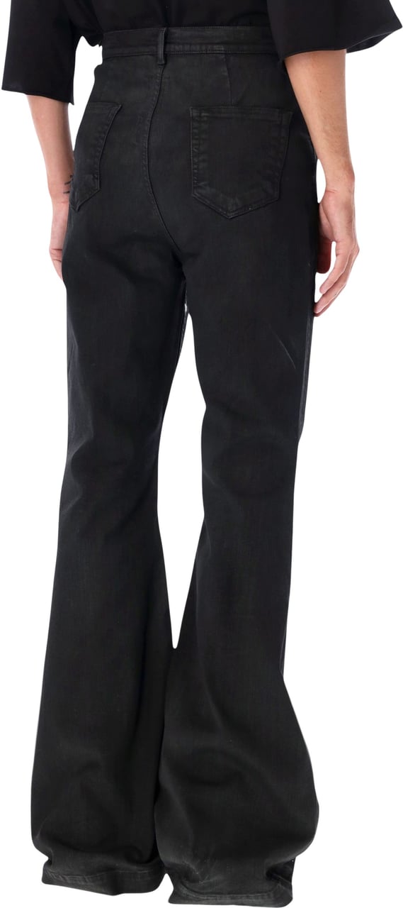 Rick Owens DRKSHDW Rick Owens DRKSHDW coated denim Bolan bootcut jeans Zwart