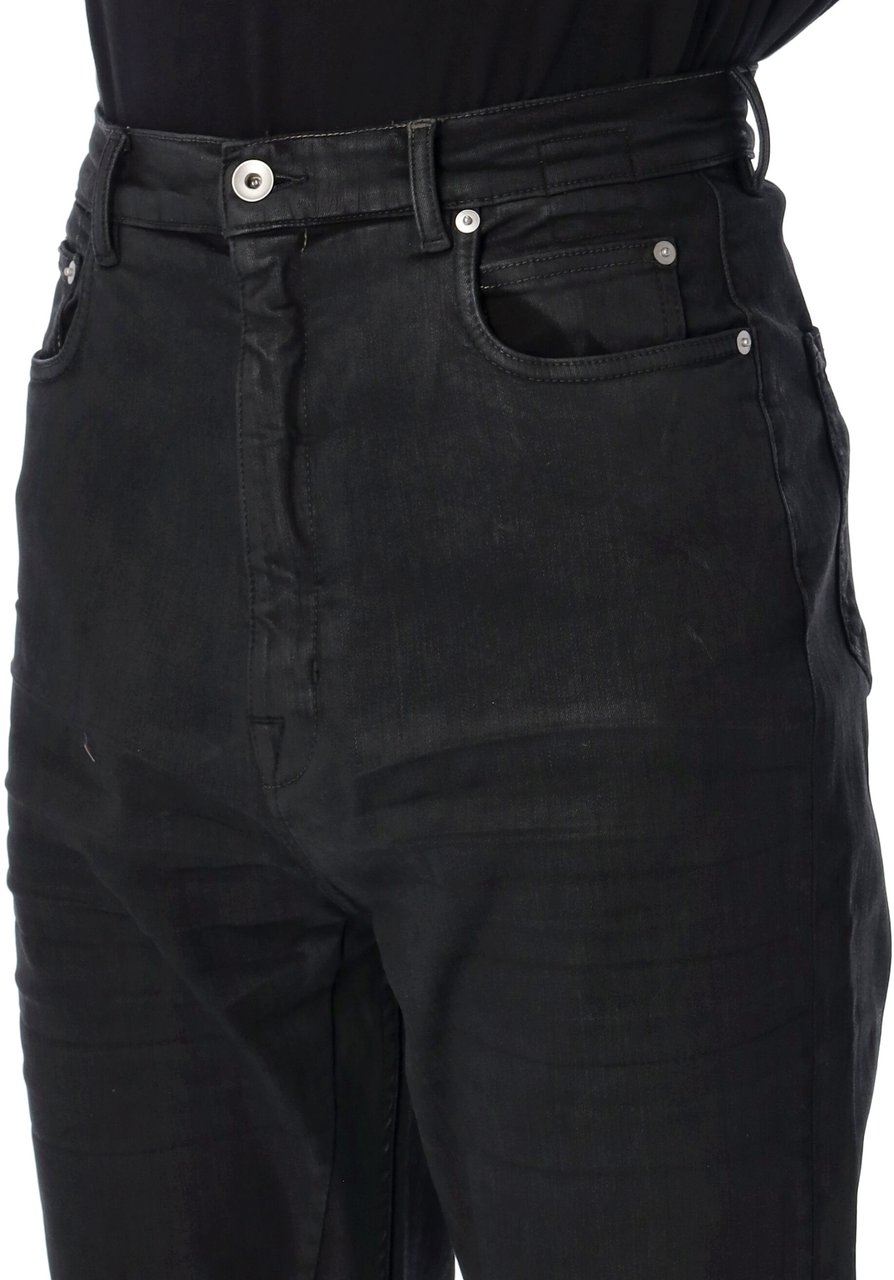 Rick Owens DRKSHDW Rick Owens DRKSHDW coated denim Bolan bootcut jeans Zwart