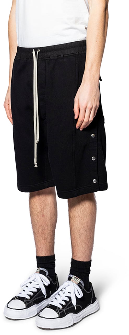 Rick Owens DRKSHDW SHORTS IN FELPA WIDE PUSHER SHORTS BLACK Zwart