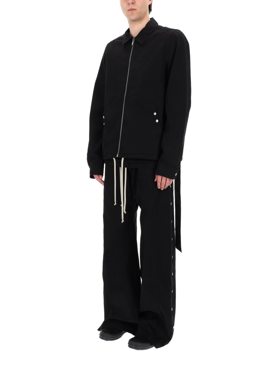 Rick Owens DRKSHDW Wide Pusher Black Cotton Snap Pants Zwart