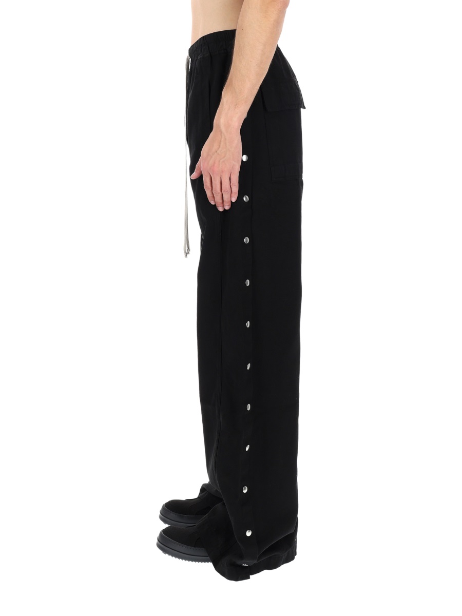 Rick Owens DRKSHDW Wide Pusher Black Cotton Snap Pants Zwart