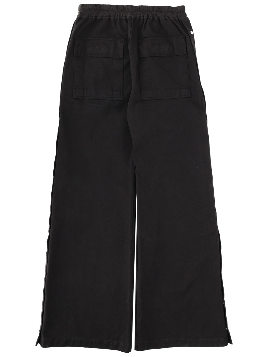 Rick Owens DRKSHDW Wide Pusher Black Cotton Snap Pants Zwart