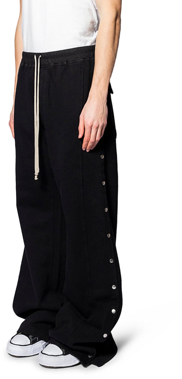 Rick Owens DRKSHDW PANTALONI IN FELPA WIDE PUSHER PANTS BLACK Zwart
