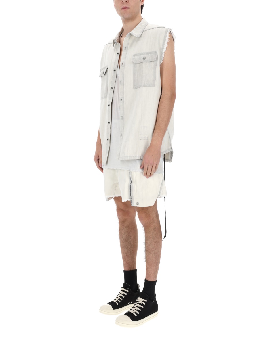 Rick Owens DRKSHDW Sl Tommy Sleeveless Frayed Jacket Wit