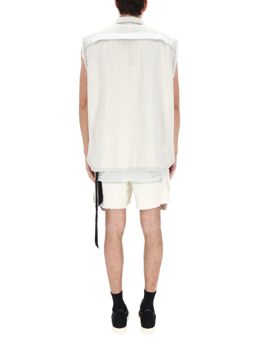 Rick Owens DRKSHDW Sl Tommy Sleeveless Frayed Jacket Wit
